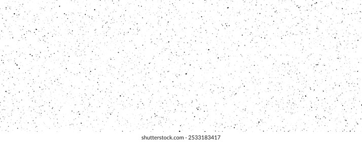 Black speckle seamless texture. Distress grunge grain dot background. Gritty dirt splash repeated pattern. Splattered grit overlay with drops, specks, flecks. Scuff weathered noise pattern. Vector