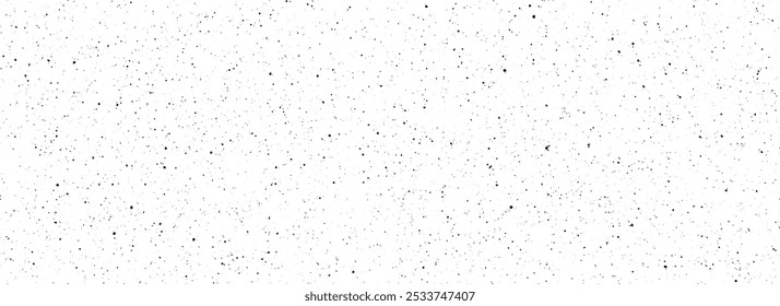 Black speckle seamless texture. Distress grunge grain dot background. Repeated gritty dirt splash pattern. Splattered grit overlay with drops, specks, flecks. Scuff weathered noise pattern. Vector