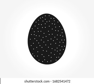 Black speckled Easter egg icon. Vector illustration.