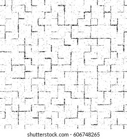 Black speckled grunge geometric pattern. Overlaying vector seamless pattern