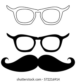 Black spectacles and mustache - set icons.