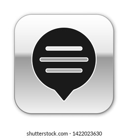 Black Speech bubble chat icon isolated on white background. Message icon. Communication or comment chat symbol. Silver square button. Vector Illustration