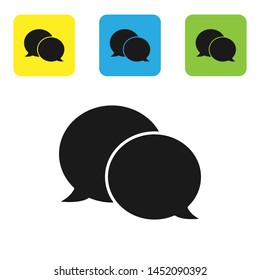 Black Speech bubble chat icon isolated on white background. Message icon. Communication or comment chat symbol. Set icons colorful square buttons. Vector Illustration