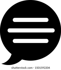 Black Speech bubble chat icon isolated on white background. Message icon. Communication or comment chat symbol.  Vector Illustration