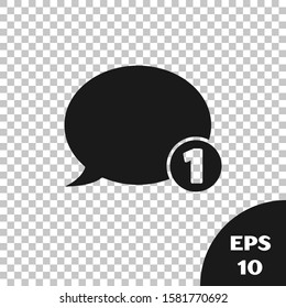 Black Speech bubble chat icon isolated on transparent background. Message icon. Communication or comment chat symbol.  Vector Illustration