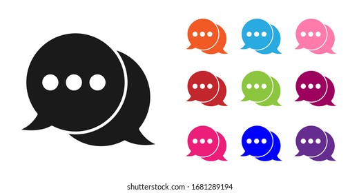 Black Speech Blase Chat Symbol einzeln auf weißem Hintergrund. Nachrichtensymbol. Chat-Symbol für Kommunikation oder Kommentar. Symbole bunt festlegen. Vektorgrafik