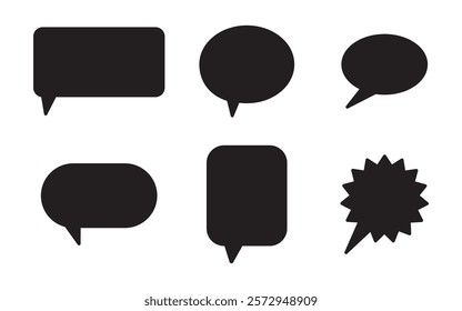 Black speech bubble collection. Speech bubble comic. Set of speech bubble. dialogue box silhouette vector set.