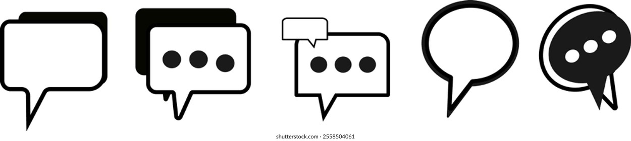 Black speech bubble collection. Set of speech bubbles. Speech bubble comic Speech Bubble Icon Set
