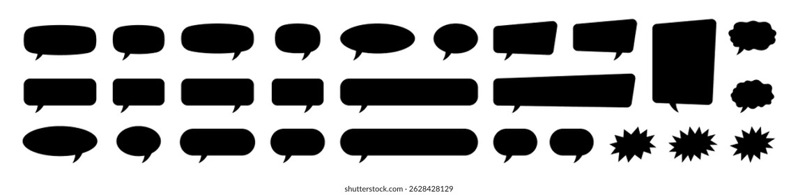 Sammlung schwarzer Sprachblasen. Satz von Sprechblasen. Speech bubble comic, vektor 10 eps.