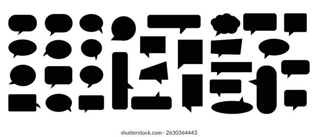 Coleção de bolhas de fala pretas. Conjunto de balões de fala. HQ de balão de fala. Abstrato preto fala bolha forma vetor ilustração no fundo branco