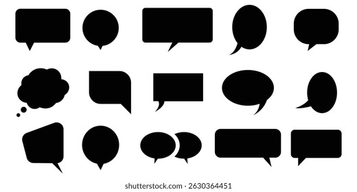 Colección de burbuja de discurso negro. Conjunto de burbuja de discurso. Cómic de la burbuja del discurso. Ilustración vectorial negra Abstractas de la forma de la burbuja del discurso en el fondo blanco