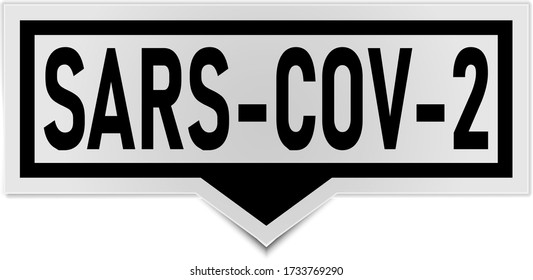 black speech bubble with coronavirus Sars cov 2 icon over white background, line style, vector illustration