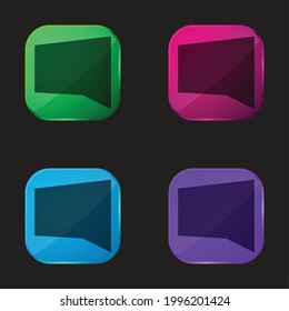 Black Speech Bubble four color glass button icon