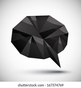 Black speech bubble geometric icon made in 3d modern style, best for use as symbol or design element for web or print layouts.