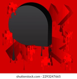 Black Speech Bubble Graffiti on red Background. Urban painting style backdrop. Abstract discussion symbol in modern dirty street art decoration.