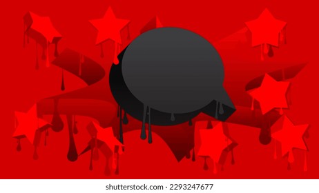 Graffiti de burbujas del discurso negro sobre fondo rojo. Fondo de estilo de pintura urbana. Símbolo abstracto de discusión en la moderna decoración de arte callejero sucio.