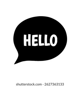 Black Speech Bubble with HELLO Text