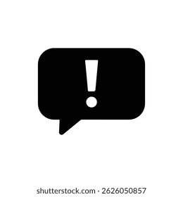 Black Speech Bubble Icon with Exclamation Mark