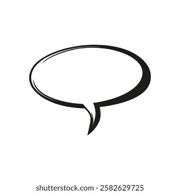 Black speech bubble icon. Hand draw. Talk bubble. Comic. Vector. Line style.