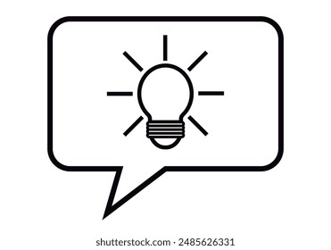 Black speech bubble icon with idea bulb