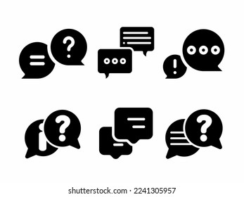 Black speech bubble icon illustration. Flat style speech bubble icon set. Stock vector.