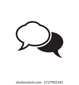 a black speech bubble icon representing a comment modern vector design silhouette