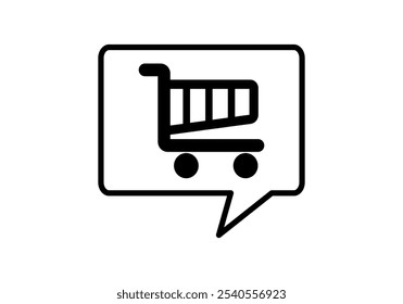 Icono negro de la burbuja del discurso con el Carrito de compras