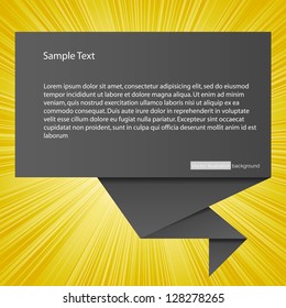 black speech bubble on yellow burst background. Vector.