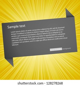 black speech bubble on yellow burst background. Vector.