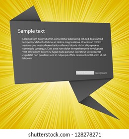 black speech bubble on yellow burst background. Vector.