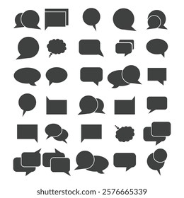 Black Speech bubble pack, speech balloon, chat bubble line art vector icon for apps and websites