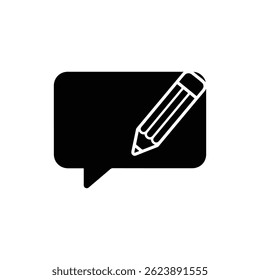 Black Speech Bubble mit Bleistift Bearbeiten Tipp Symbol