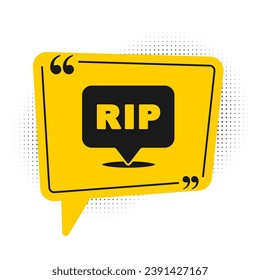 Black Speech bubble rip death icon isolated on white background. Yellow speech bubble symbol. Vector