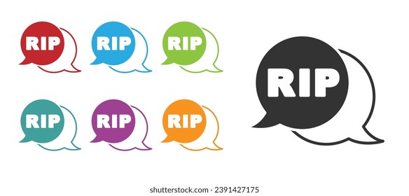 Black Speech bubble rip death icon isolated on white background. Set icons colorful. Vector