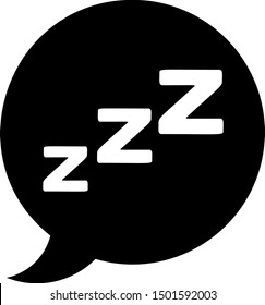 Black Speech bubble with snoring icon isolated on white background. Concept of sleeping, insomnia, alarm clock app, deep sleep, awakening.  Vector Illustration