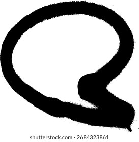 Black speech bubble spray paint isolated on white background. Vector illustration