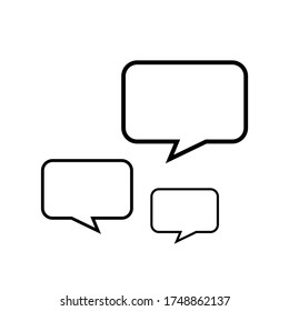 black speech bubble square isolated on white, speech balloon sign of communication symbol, black speech bubble for talk text,  balloon message icon, dialog chatting graphic for icon talk, vector