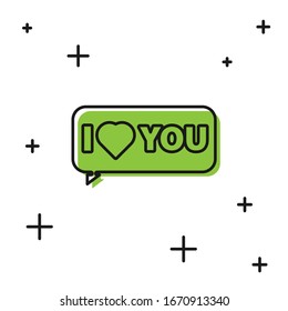 Black Speech bubble with text I love you icon isolated on white background. 8 March. International Happy Women Day.  Vector Illustration
