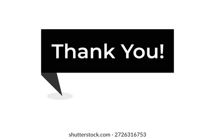 Schwarze Sprechblase mit "Danke!" Text auf weißem Hintergrund. Sauberes, minimales Nachrichtendesign, das Dankbarkeit, Wertschätzung und Anerkennung ausdrückt, ideal für Präsentationen, Poster, Banner, Karten und digitale Kommunikation.