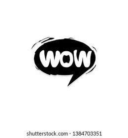 Black speech bubble with text wow, vector illustration