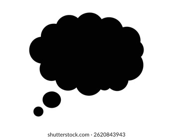 A black speech bubble thought cloud vector graphic, perfect for design and creative projects. Use it to illustrate communication, ideas, and concepts. A simple, modern and minimalist design. 