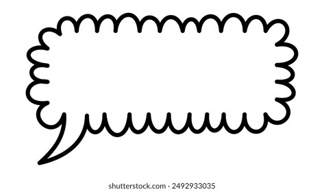 A black speech bubble with a wavy, scalloped outline. Ideal for adding a playful and creative touch to communication designs, comics, or graphic projects.