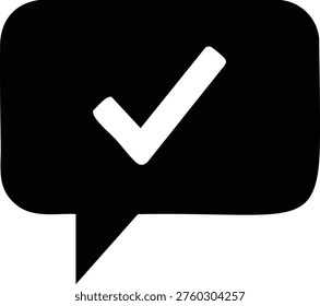 Black speech bubble with white checkmark