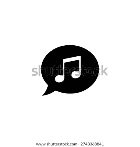 Black speech bubble with white eighth note musical symbol musical note