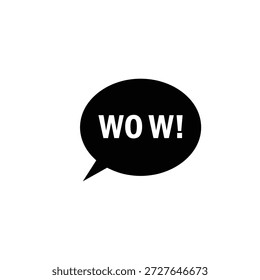a black speech bubble with wow written in it