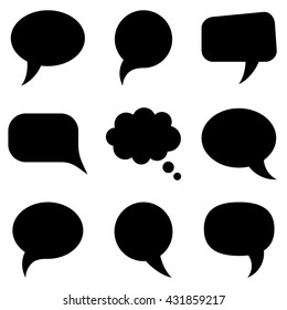 Black speech bubbles collection vector illustration