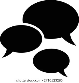 Black speech bubbles icon for dialogue and communication concepts isolated on white background, Vector, illustration