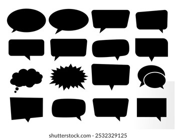 black speech bubbles or message bubbles collection. vector eps chat bubbles for announcement, talk, text, discussion, speck, speech, dialogue etc. silhouette speech bubbles collection. simple vector