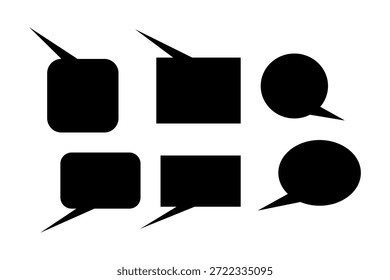 Schwarze Sprechblasen auf weißem Hintergrund für Dialog und Kommunikation