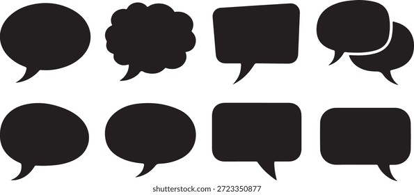 Bolhas de fala pretas em branco fundo conversação símbolos diálogo bolhas